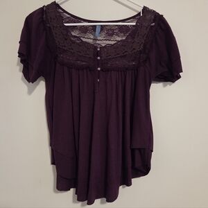 Free People Purple Babydoll Top